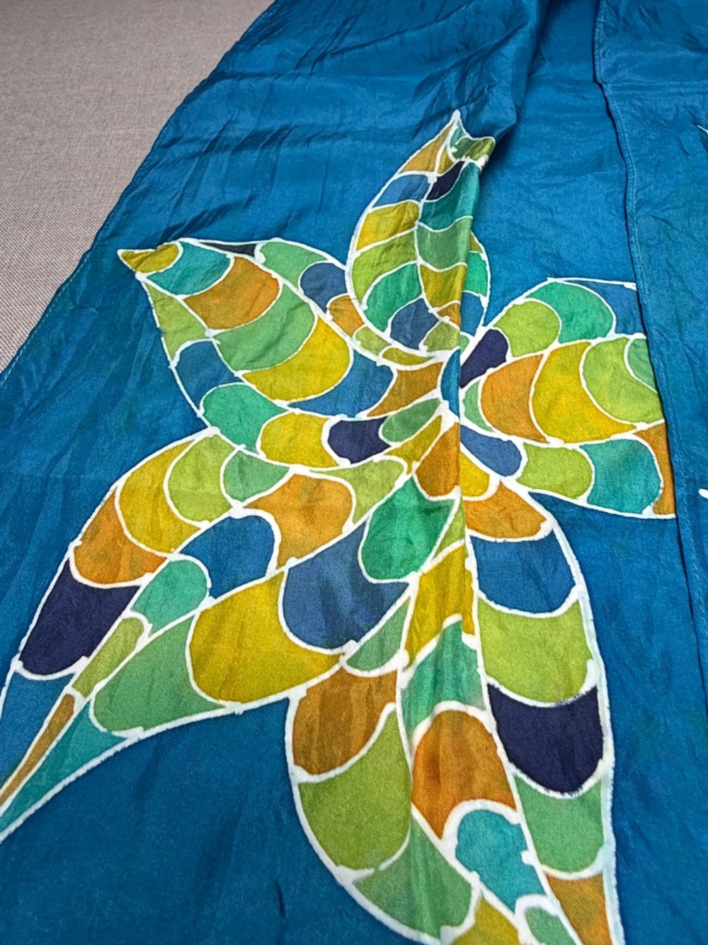 Handmade in Colorado 2013 Painted Blue Silk Scarf - Picture 7 of 8